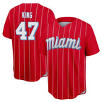 BIPIHUC M.Marlins #47 John King Player Red City Connect Home Game Stitched Jerseys