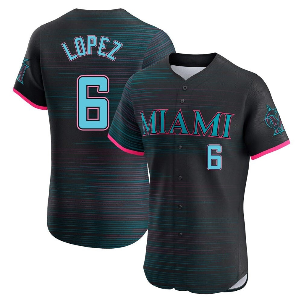 BIPIHUC M.Marlins #6 Otto Lopez Player Black City Connect Home Limited Elite Stitched Jerseys