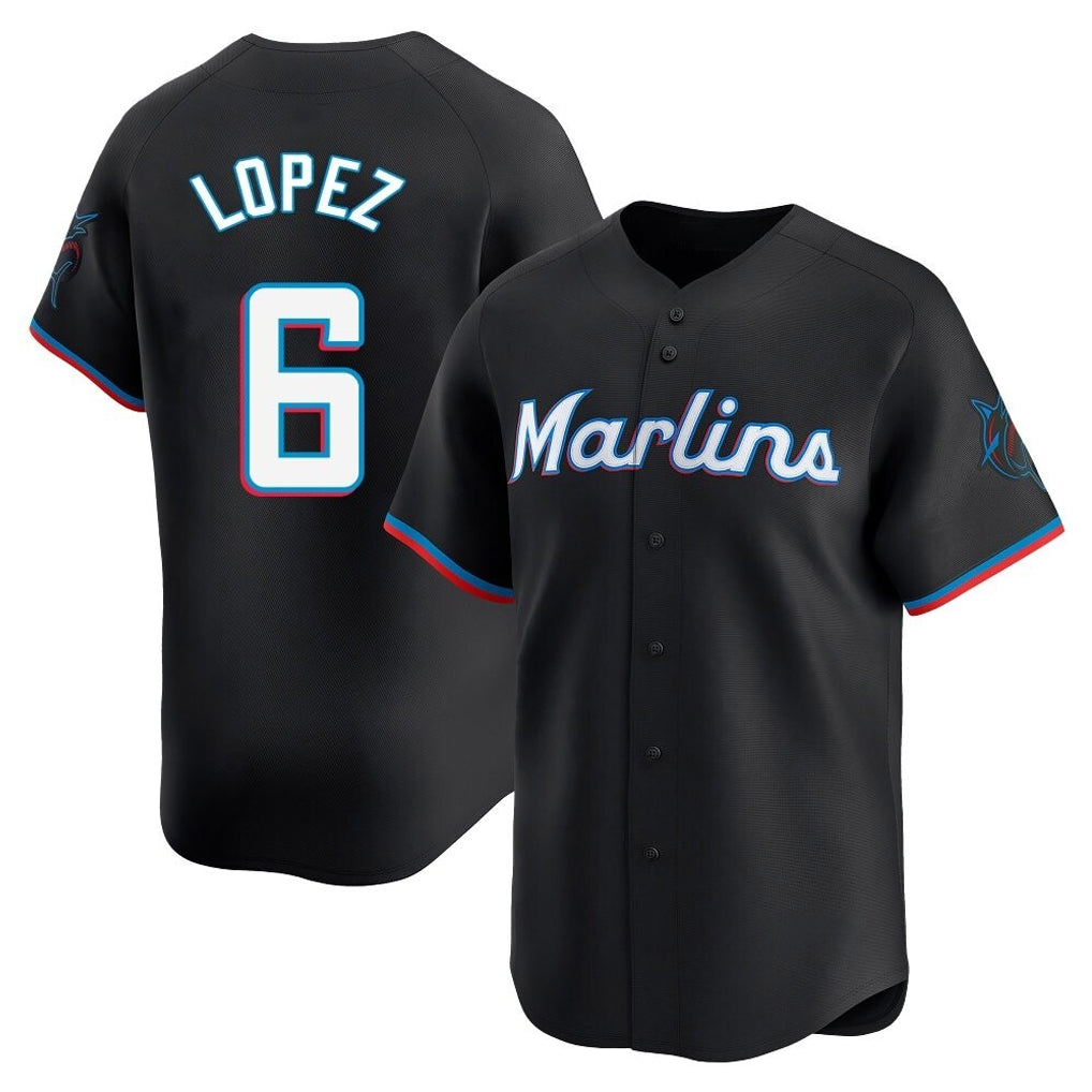 BIPIHUC M.Marlins #6 Otto Lopez Player Black  Home Limited Stitched Jerseys
