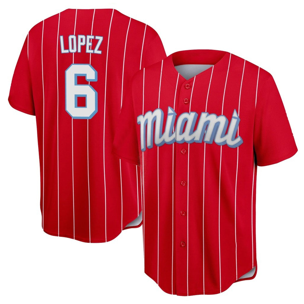 BIPIHUC M.Marlins #6 Otto Lopez Player Red City Connect Home Game Stitched Jerseys