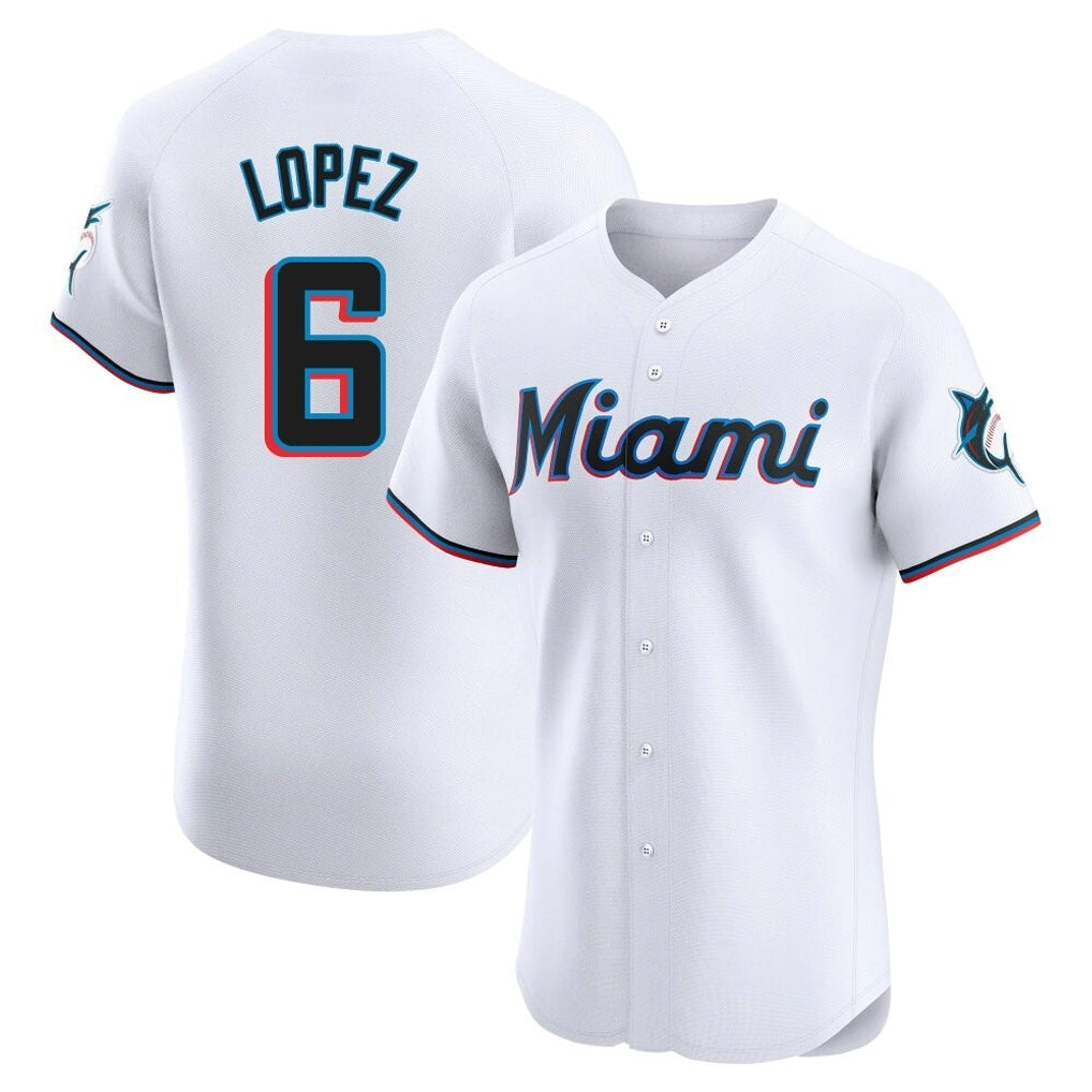 BIPIHUC M.Marlins #6 Otto Lopez Player White  Home Limited Elite Stitched Jerseys