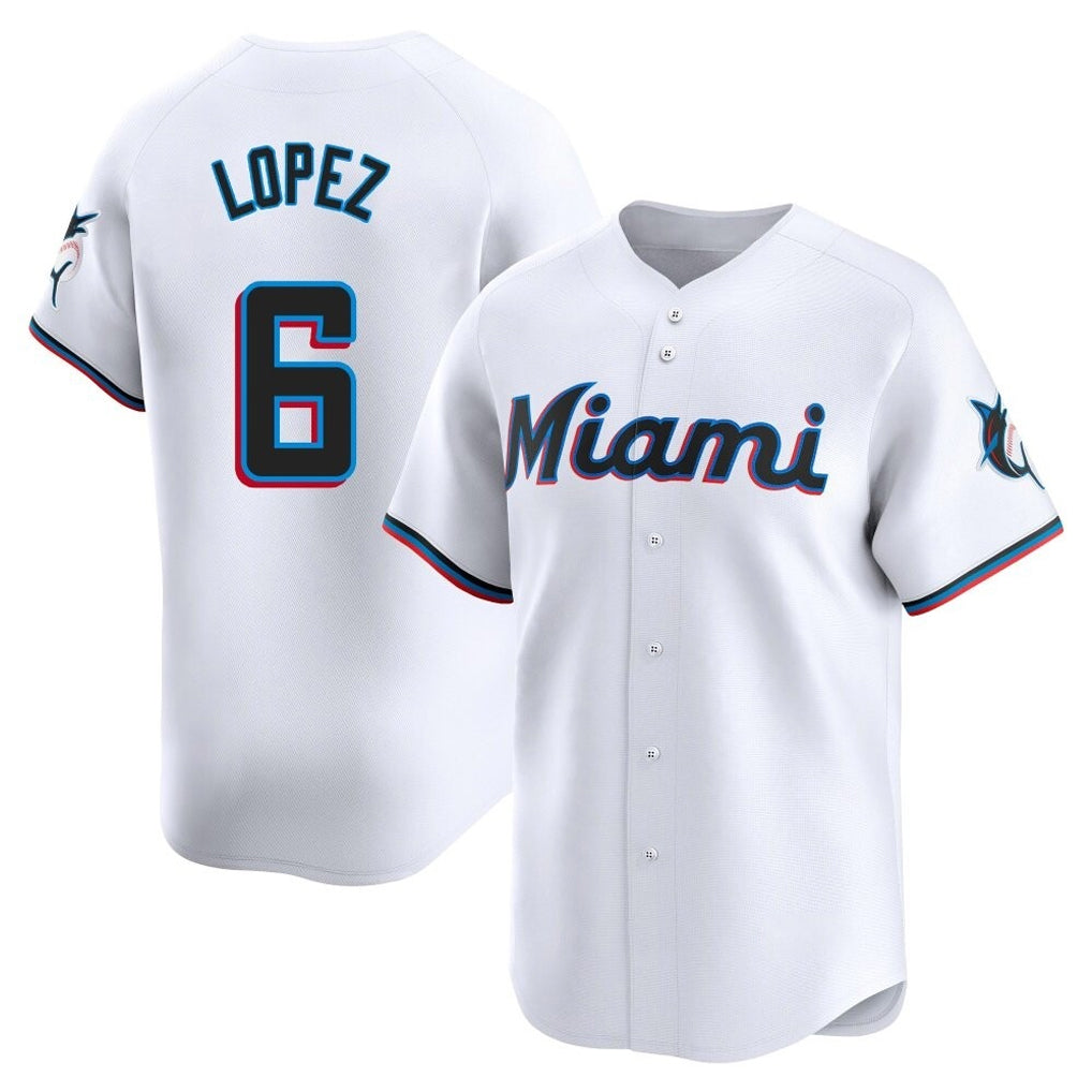 BIPIHUC M.Marlins #6 Otto Lopez Player White  Home Limited Stitched Jerseys