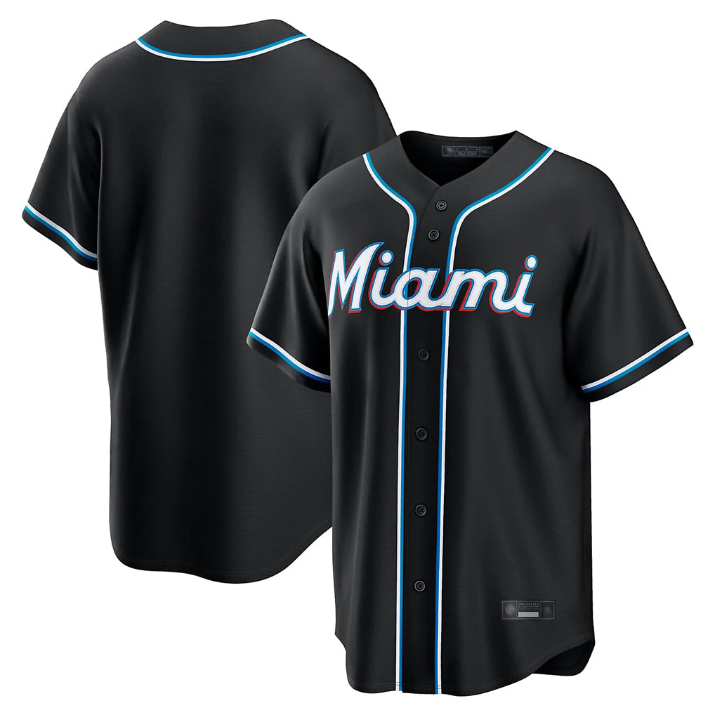 BIPIHUC M.Marlins Blank Player Black Fashion Out Home Game Stitched Jerseys