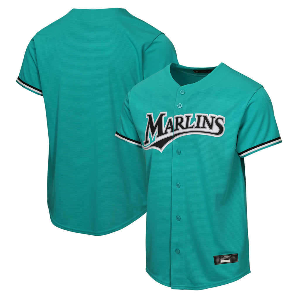 BIPIHUC M.Marlins Blank Player Teal Mitchell & Ness Cooperstown Collection Game Stitched Jerseys