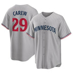 BIPIHUC M.Twins #29 Rod Carew Player Gray Game Limited Home Stitched Jerseys