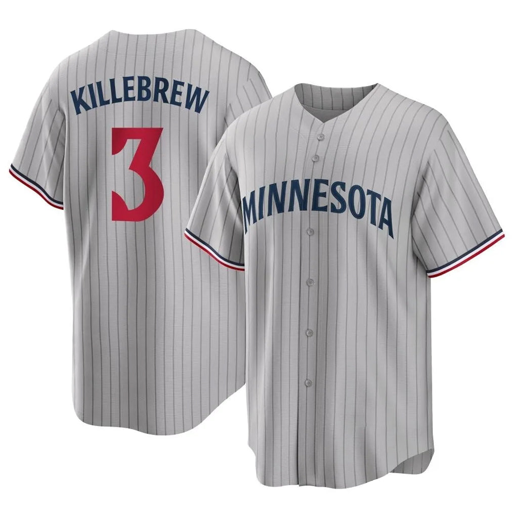 BIPIHUC M.Twins #3 Harmon Killebrew Player Gray Game Limited Home Stitched Jerseys