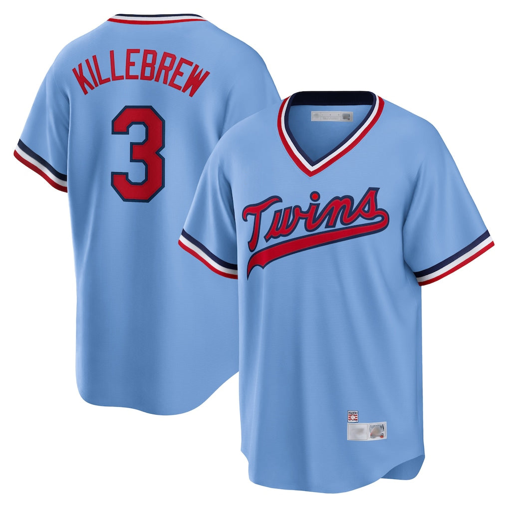 BIPIHUC M.Twins #3 Harmon Killebrew Player Light Blue Road Cooperstown CollectionKillebrew T-shirt Stitched Jerseys