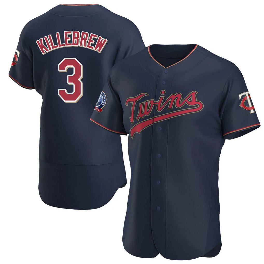 BIPIHUC M.Twins #3 Harmon Killebrew Player Navy 60th Home Limited Elite Stitched Jerseys