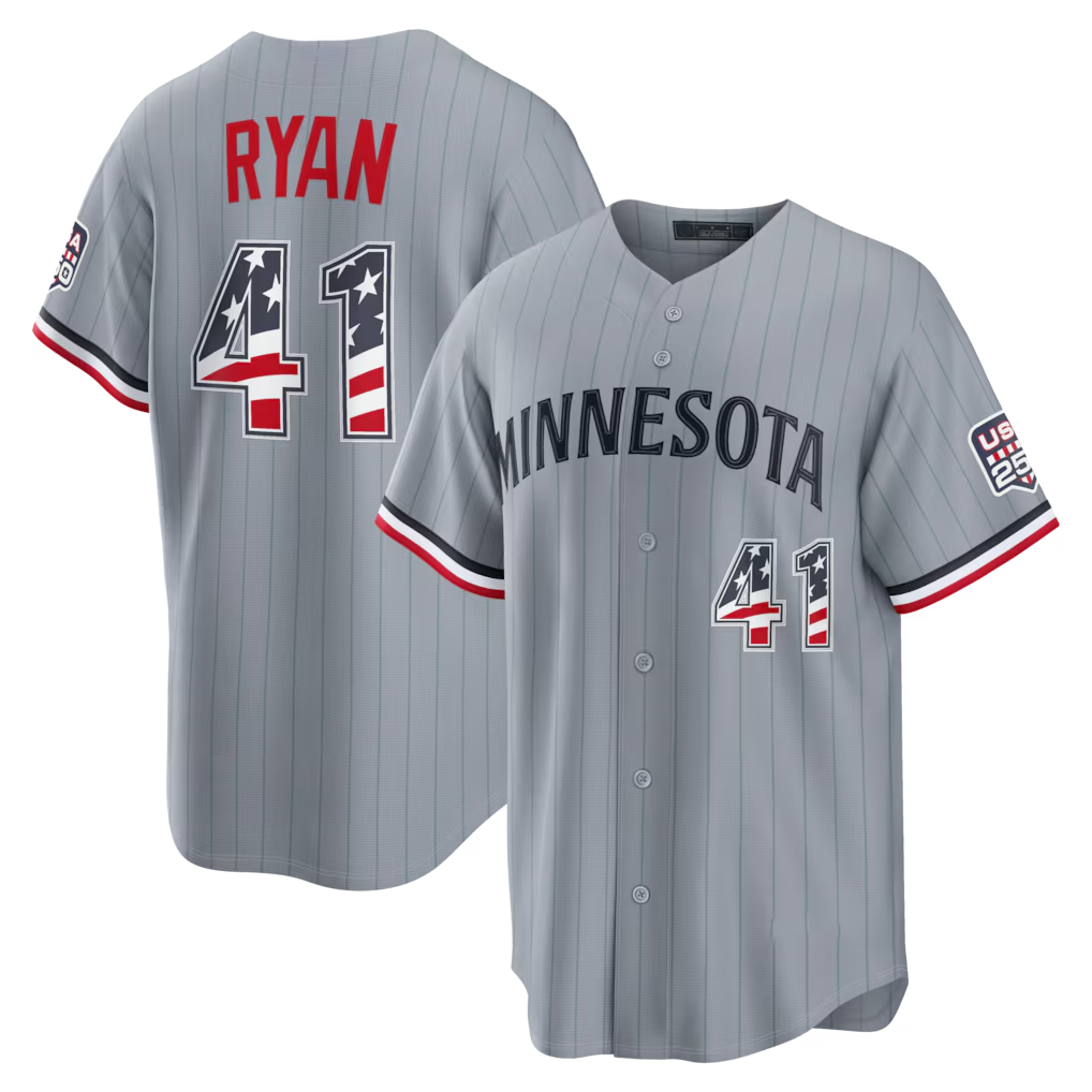 BIPIHUC M.Twins #41 Joe Ryan Gray USA 250 Fourth of July Road Stadium Jersey
