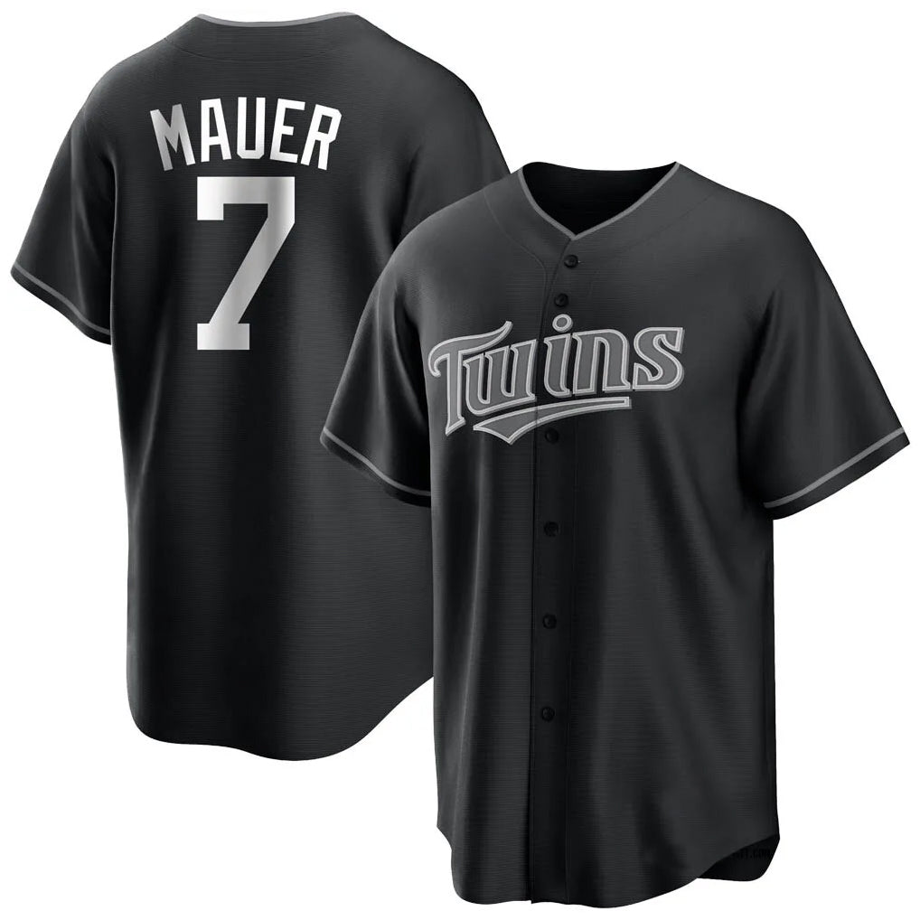BIPIHUC M.Twins #7 Joe Mauer Player Black Home Game Stitched Jerseys