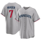 BIPIHUC M.Twins #7 Joe Mauer Player Gray Game Limited Home Stitched Jerseys