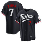 BIPIHUC M.Twins #7 Joe Mauer Player Navy Home Game Stitched Jerseys