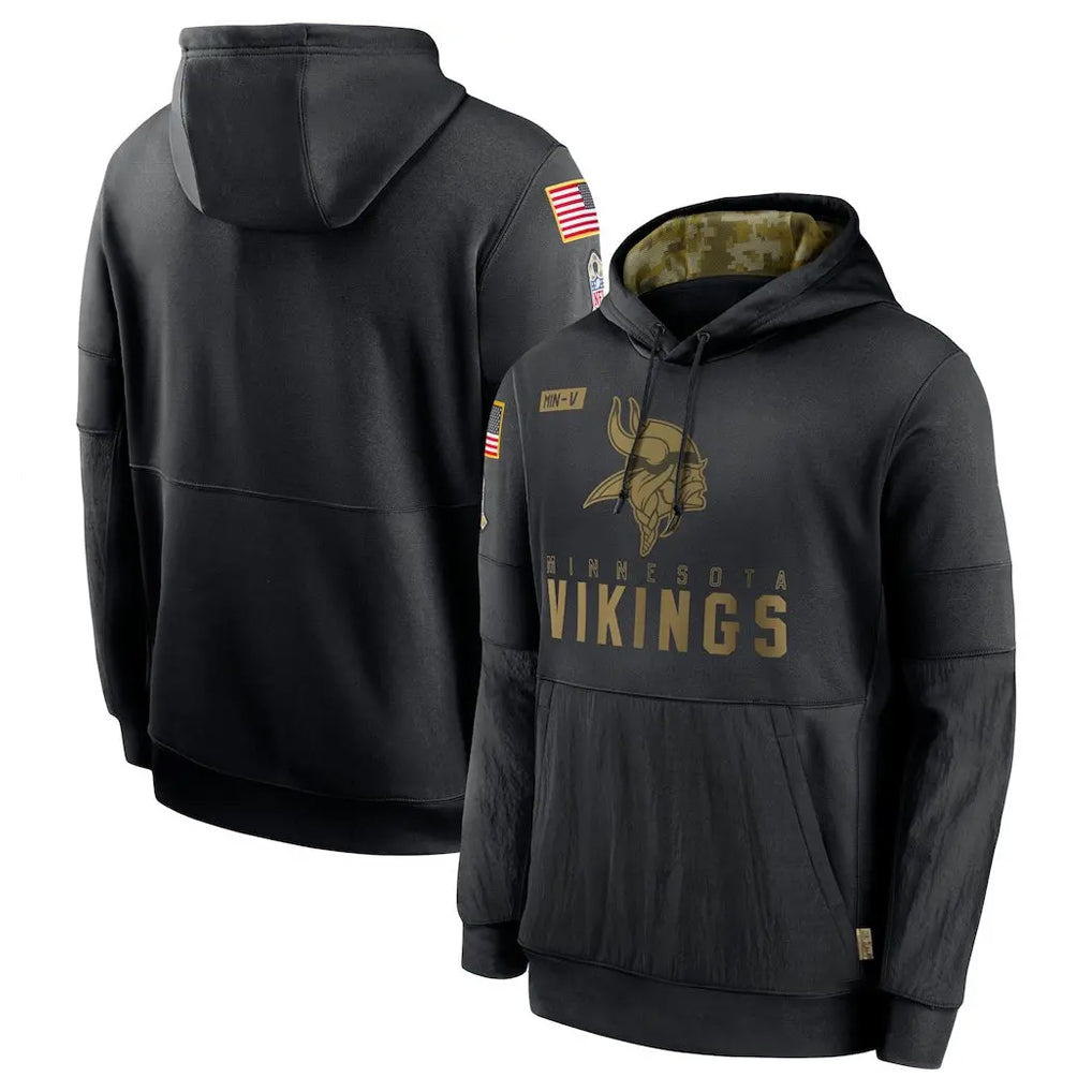 BIPIHUC MN.Vikings Black Salute to Service Hoodies Limited Game Blank Player Stitched Jerseys
