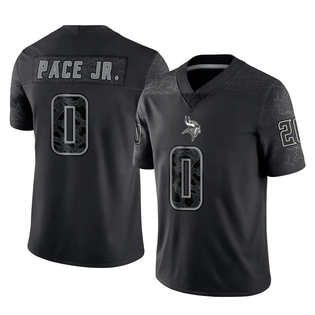 BIPIHUC MN.Vikings #0 Ivan Pace Jr. Player Black Reflective LImited Home Game Stitched Jerseys