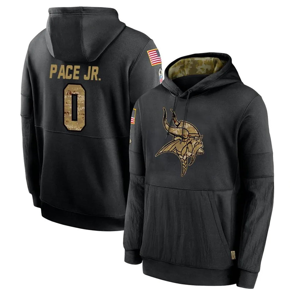 BIPIHUC MN.Vikings #0 Ivan Pace Jr. Player Black Salute to Service Hoodies Limited Game Stitched Jerseys