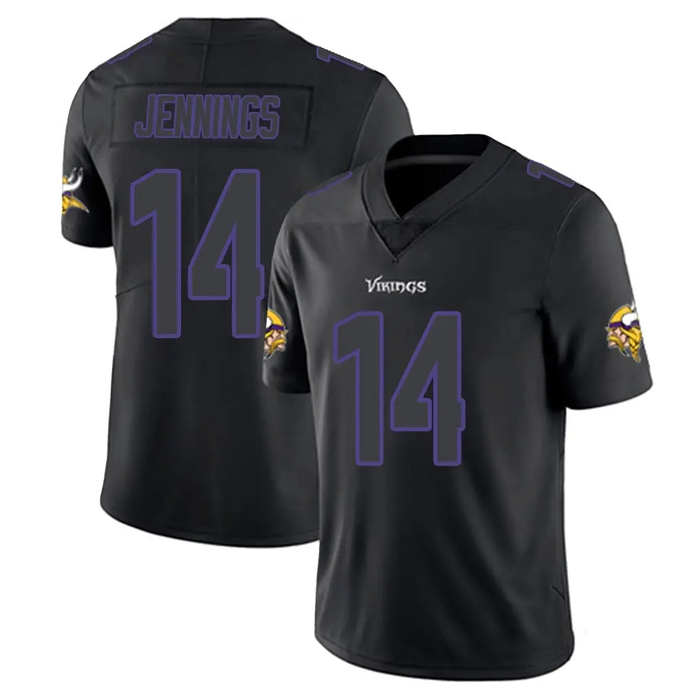 BIPIHUC MN.Vikings #14 Jauan Jennings Player Black Impact LImited Home Game Stitched Jerseys