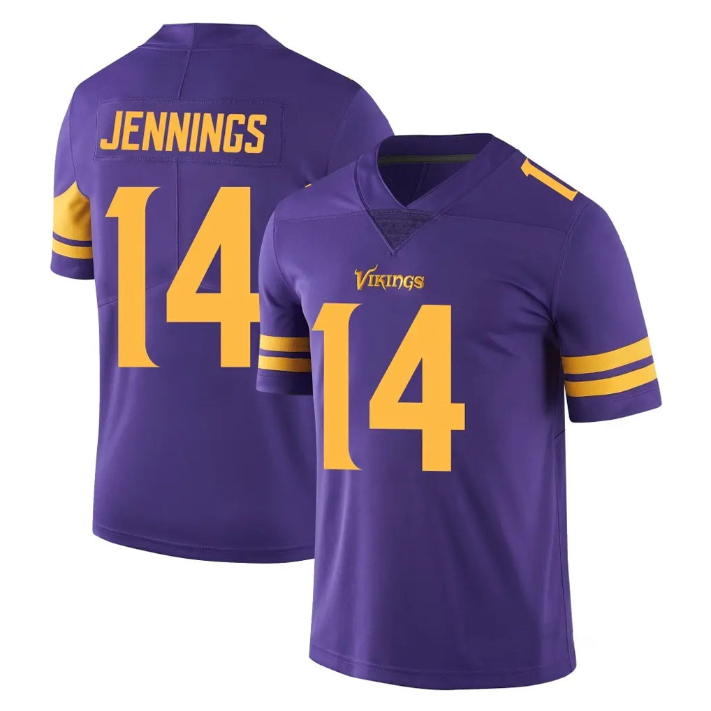 BIPIHUC MN.Vikings #14 Jauan Jennings Player Purple Limited Color Rush Home Game Stitched Jerseys