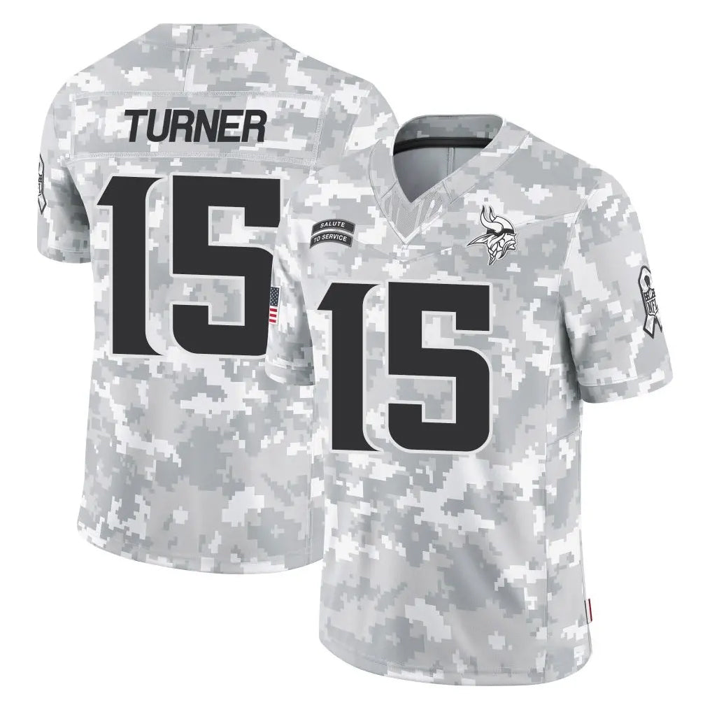 BIPIHUC MN.Vikings #15 Dallas Turner Player Arctic Camo Salute To Service Limited Game Stitched Jerseys