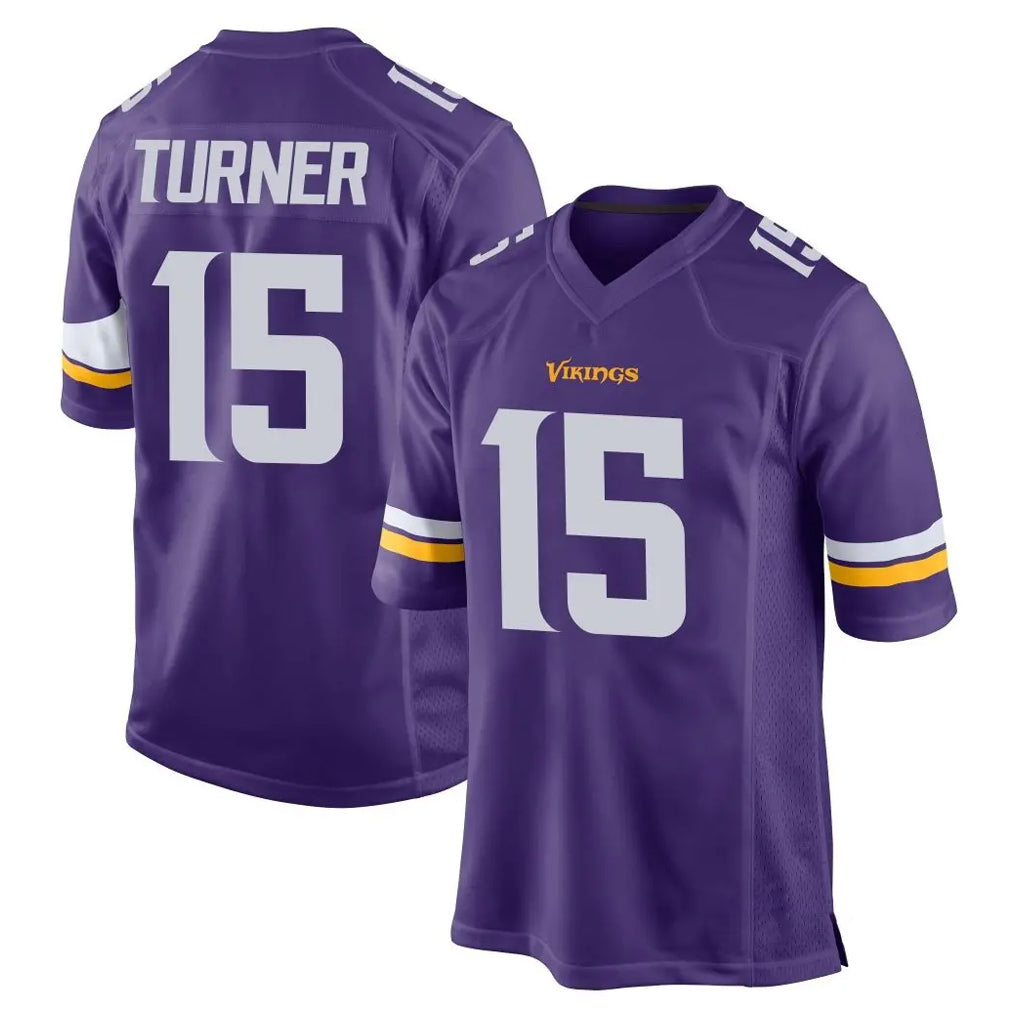 BIPIHUC MN.Vikings #15 Dallas Turner Player Purple Home Game Stitched Jerseys