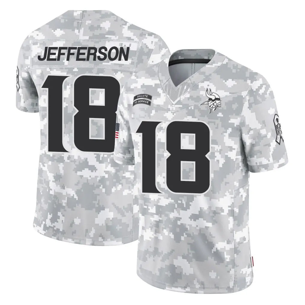 BIPIHUC MN.Vikings #18 Justin Jefferson Player Arctic Camo Salute To Service Limited Game Stitched Jerseys