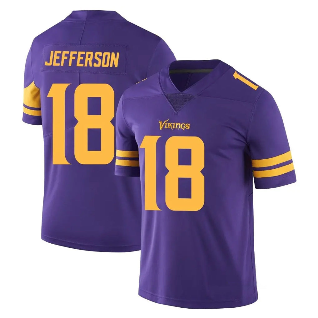 BIPIHUC MN.Vikings #18 Justin Jefferson Player Purple Limited Color Rush Home Game Stitched Jerseys