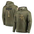 BIPIHUC MN.Vikings #1 Kyler Murray Player Olive Salute to Service Pullover Hoodies Home Game Stitched Jerseys