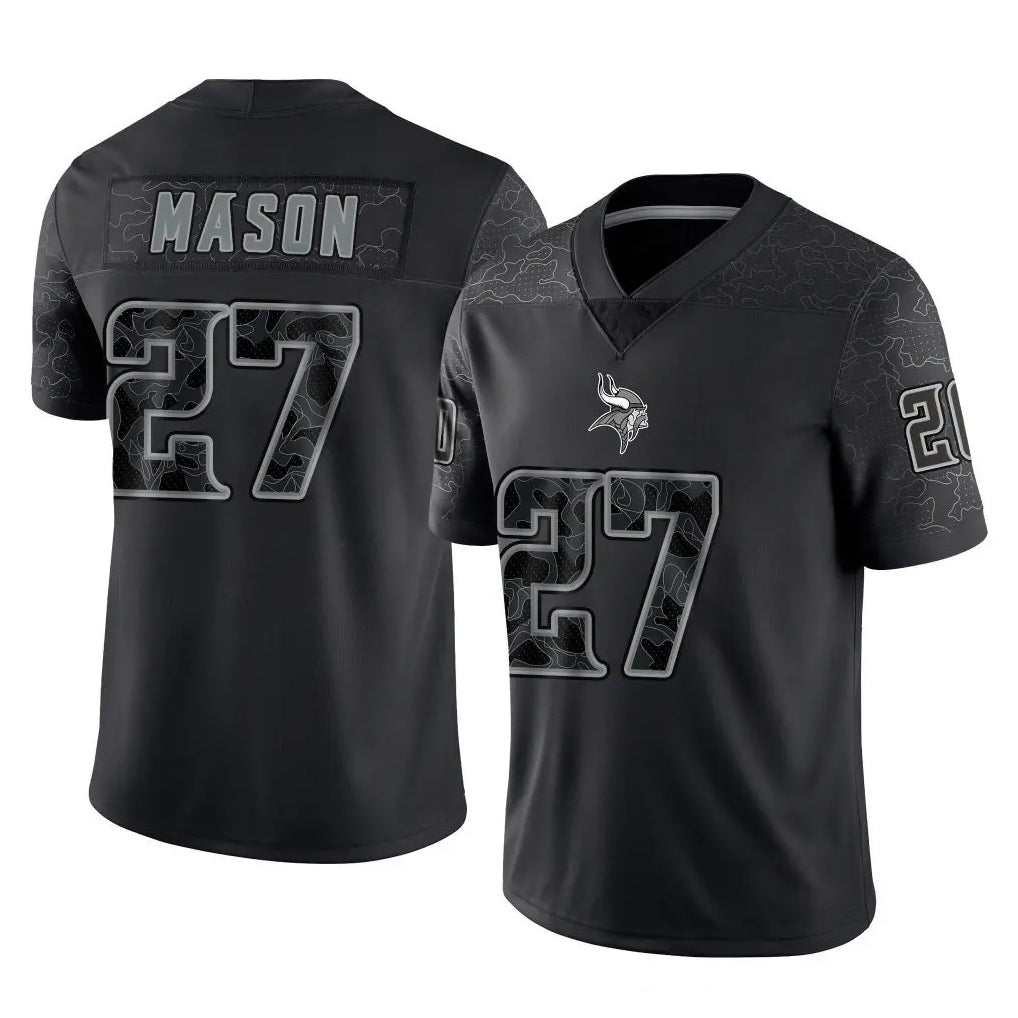 BIPIHUC MN.Vikings #27 Jordan Mason Player Black Reflective LImited Home Game Stitched Jerseys