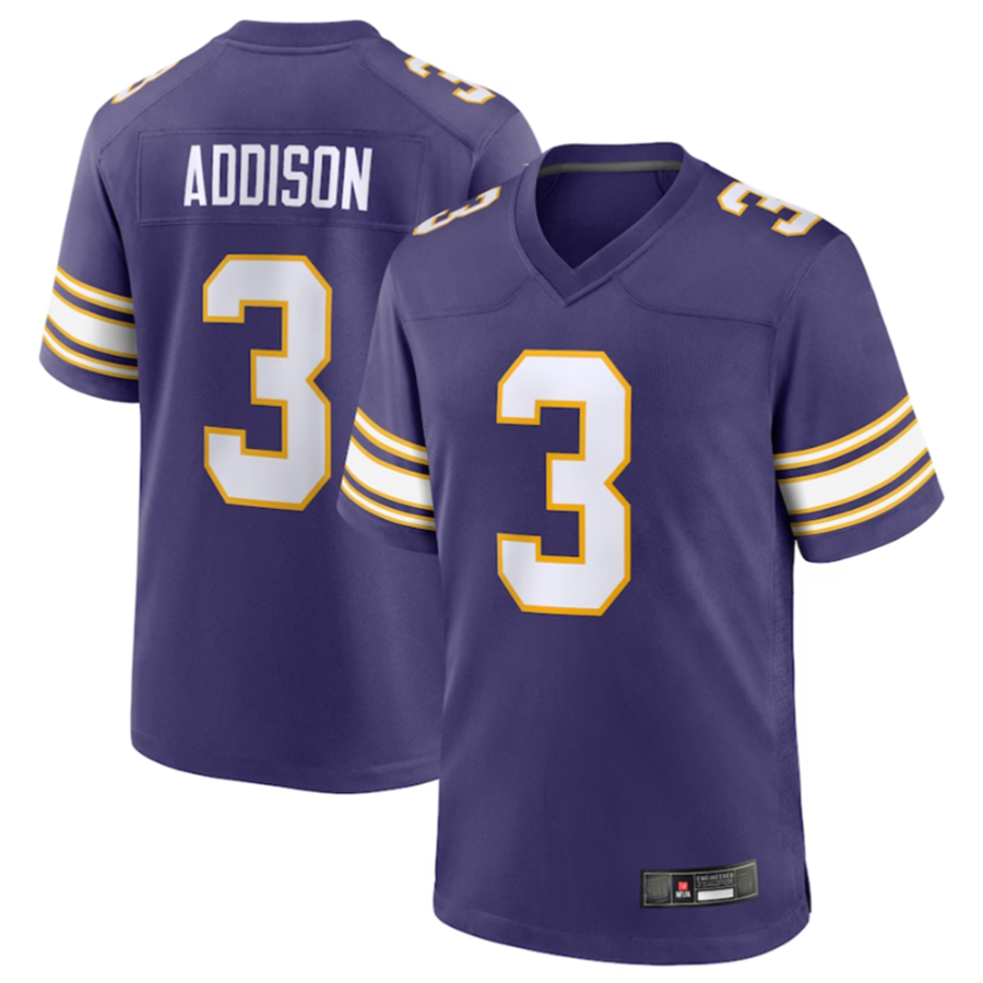 BIPIHUC MN.Vikings #3 Jordan Addison Purple Classic Player Game American Stitched Jerseys