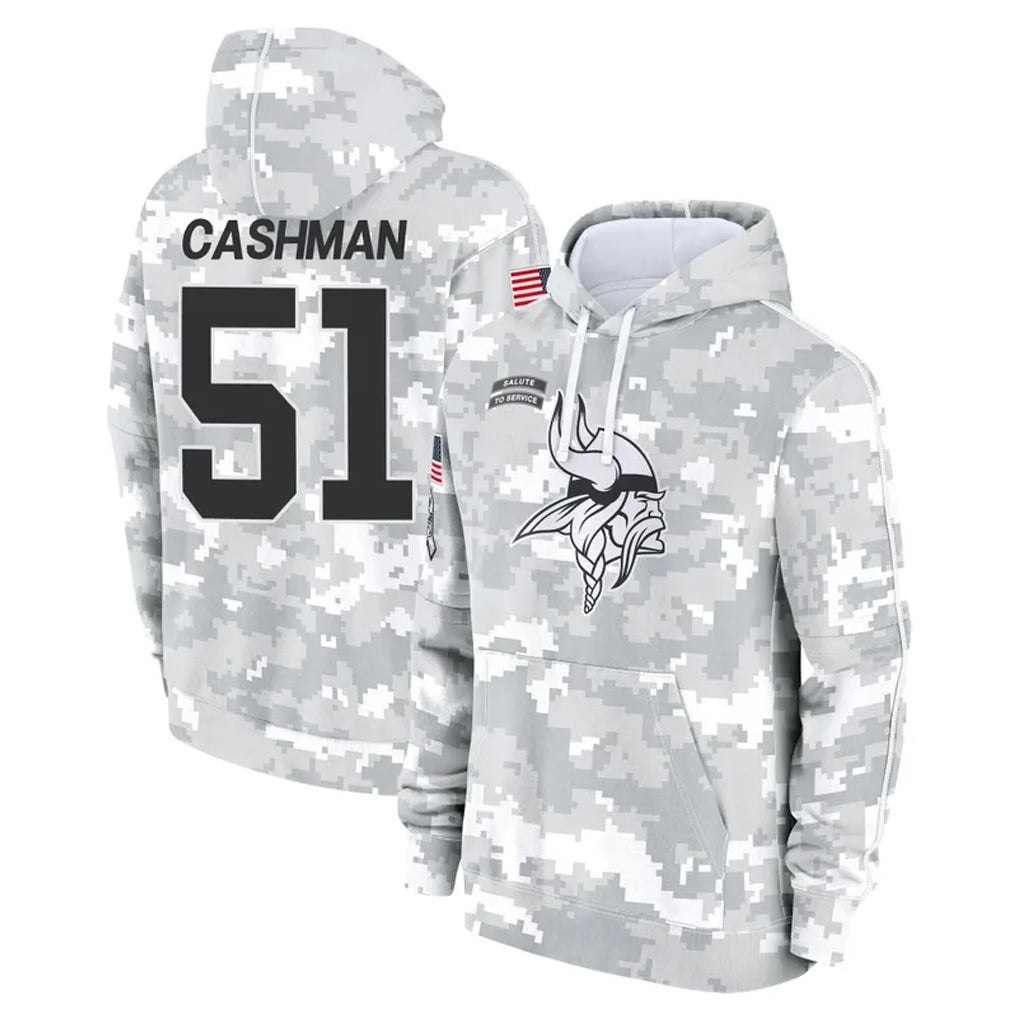 BIPIHUC MN.Vikings #51 Blake Cashman Player Arctic Camo Salute to Service Pullover Hoodies Limited Game Stitched Jerseys