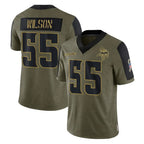 BIPIHUC MN.Vikings #55 Eric Wilson Player Olive Salute To Service Limited Game Stitched Jerseys