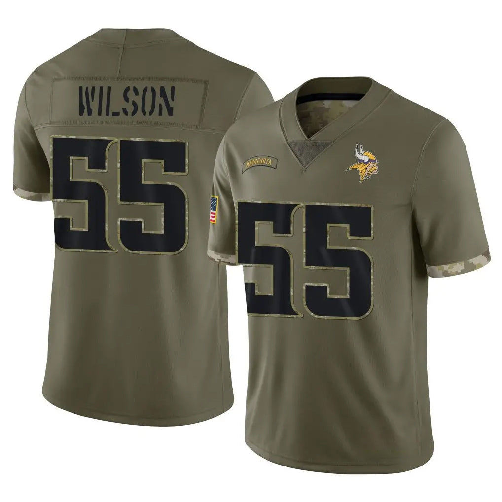 BIPIHUC MN.Vikings #55 Eric Wilson Player Olive Salute To Service Limited Stitched Jerseys