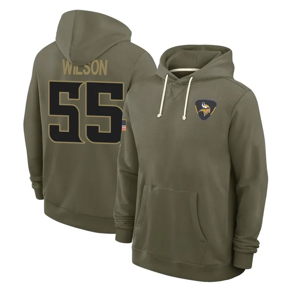 BIPIHUC MN.Vikings #55 Eric Wilson Player Olive Salute to Service Pullover Hoodies Limited Stitched Jerseys