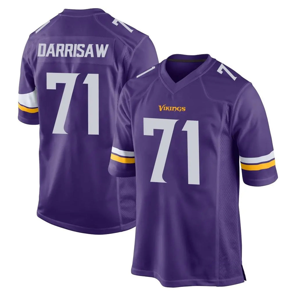 BIPIHUC MN.Vikings #71 Christian Darrisaw Player Purple Home Game Stitched Jerseys