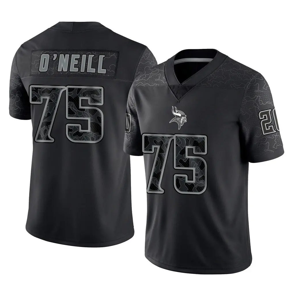 BIPIHUC MN.Vikings #75 Brian O'Neill Player Black Reflective LImited Home Game Stitched Jerseys