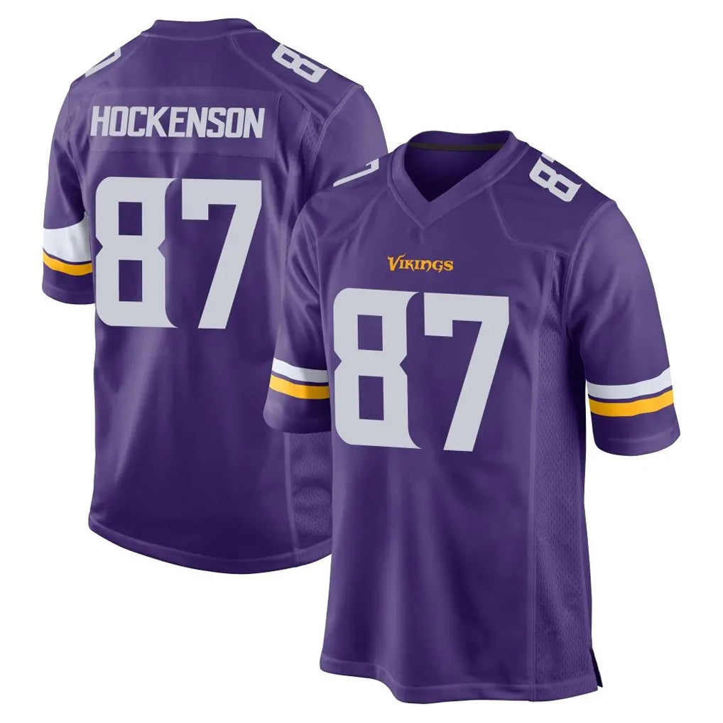 BIPIHUC MN.Vikings #87 T.J. Hockenson Player Purple Home Game Stitched Jerseys