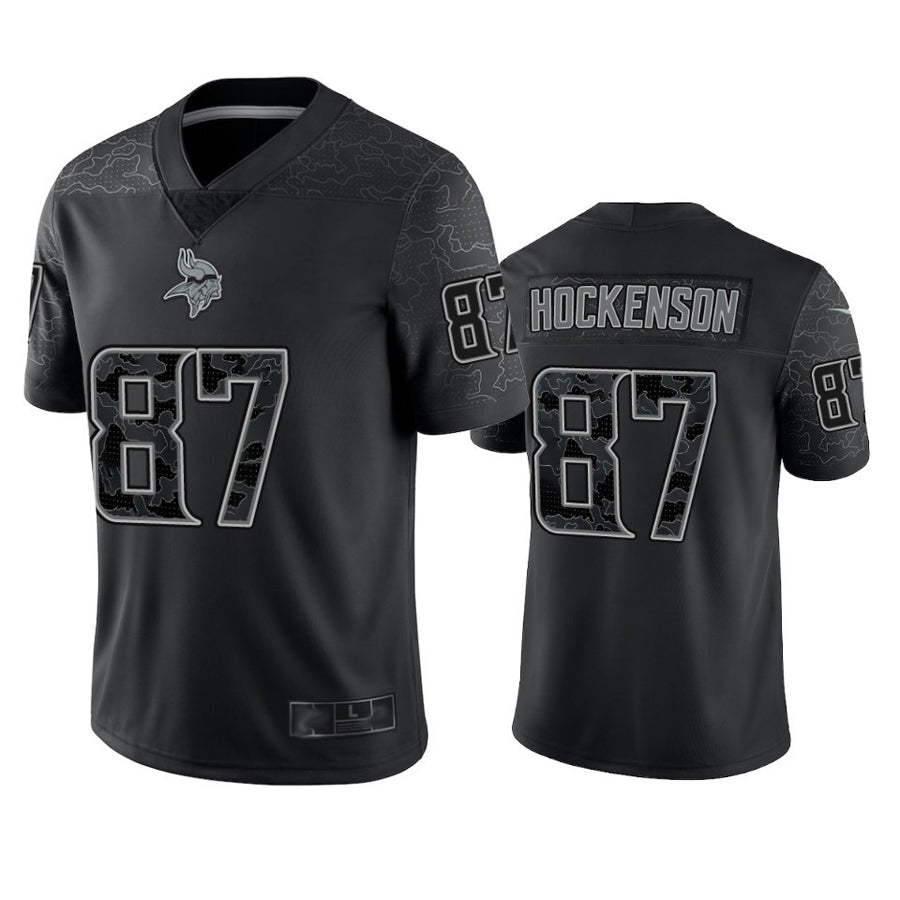 BIPIHUC MN.Vikings #87 T.J. Hockenson Player Black REFLECTIVE Limited Stitched Jerseys