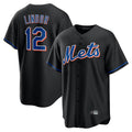 BIPIHUC NY.Mets #12 Francisco Lindor Player Black Replica Home Game Stitched Jerseys