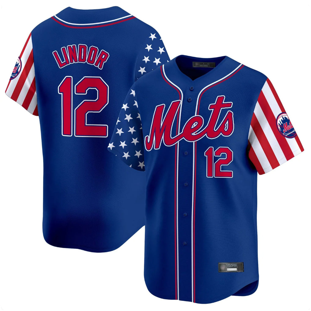 BIPIHUC NY.Mets #12 Francisco Lindor Player Royal 2025 Independence Day Vapor Premier Limited  Stitched Jerseys