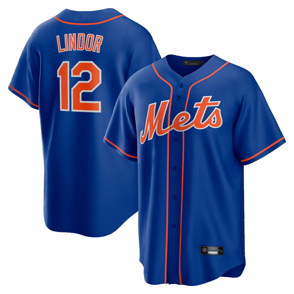 BIPIHUC NY.Mets #12 Francisco Lindor Player Royal Home Game Stitched Jerseys