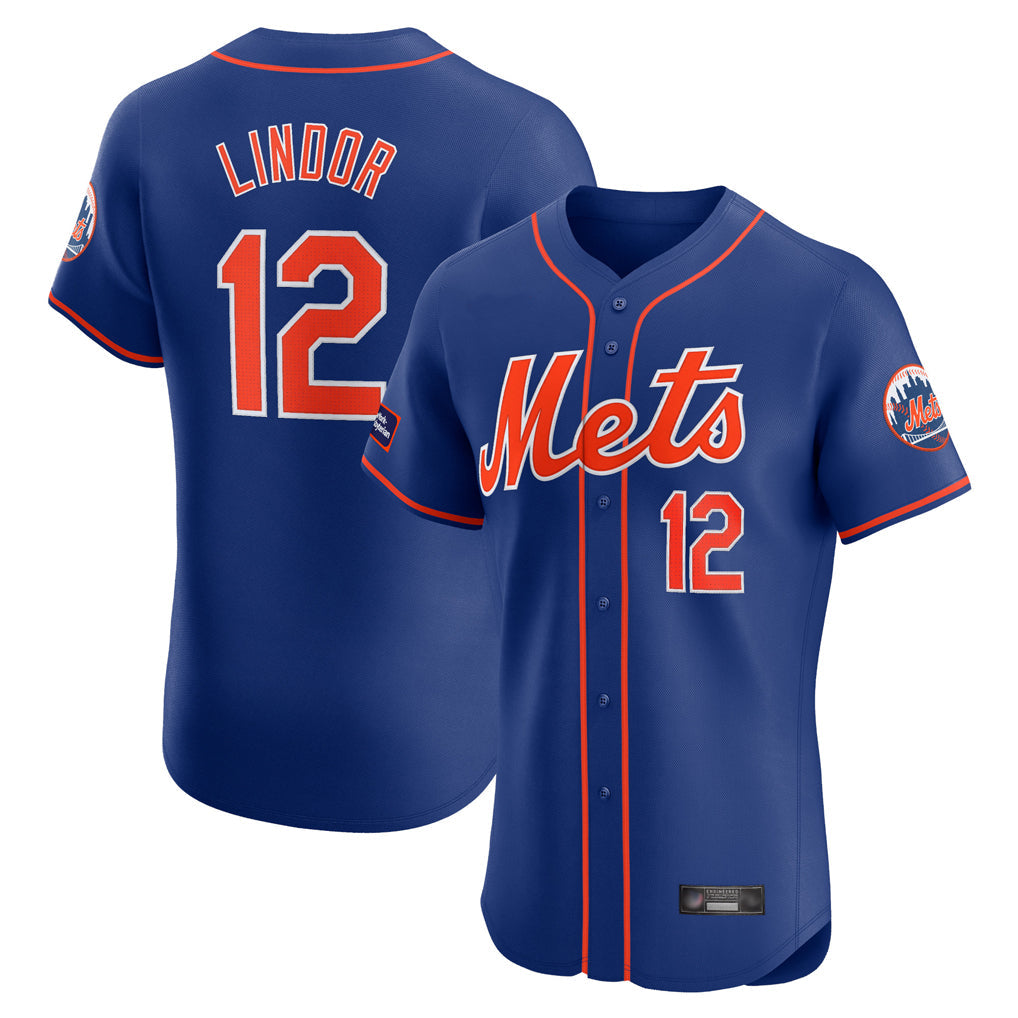 BIPIHUC NY.Mets #12 Francisco Lindor Player Royal Limited Elite Home Stitched Jerseys