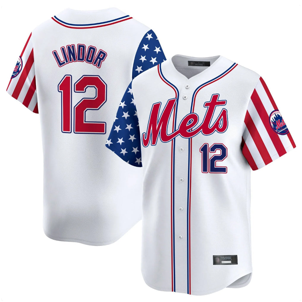 BIPIHUC NY.Mets #12 Francisco Lindor Player White 2025 Independence Day Vapor Premier Limited  Stitched Jerseys