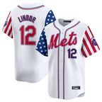 BIPIHUC NY.Mets #12 Francisco Lindor Player White 2025 Independence Day Vapor Premier Limited  Stitched Jerseys