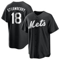 BIPIHUC NY.Mets #18 Darryl Strawberry Player Black Home Game Stitched Jerseys