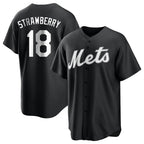 BIPIHUC NY.Mets #18 Darryl Strawberry Player Black Home Game Stitched Jerseys