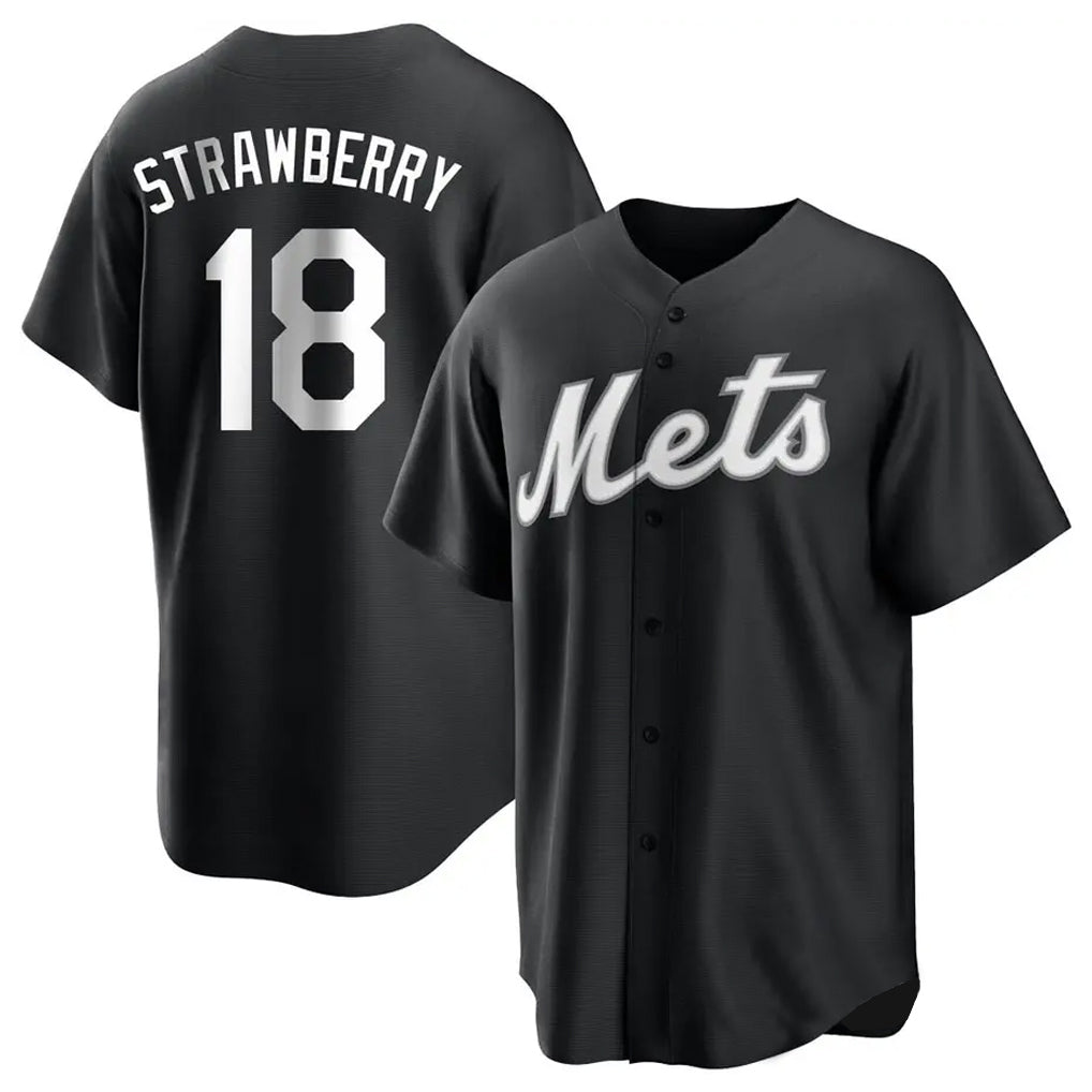 BIPIHUC NY.Mets #18 Darryl Strawberry Player Black Home Game Stitched Jerseys