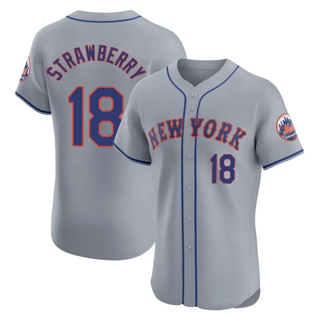 BIPIHUC NY.Mets #18 Darryl Strawberry Player Gray Road Limited Elite Home Stitched Jerseys