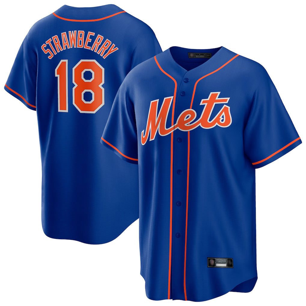 BIPIHUC NY.Mets #18 Darryl Strawberry Player Royal Home Game Stitched Jerseys