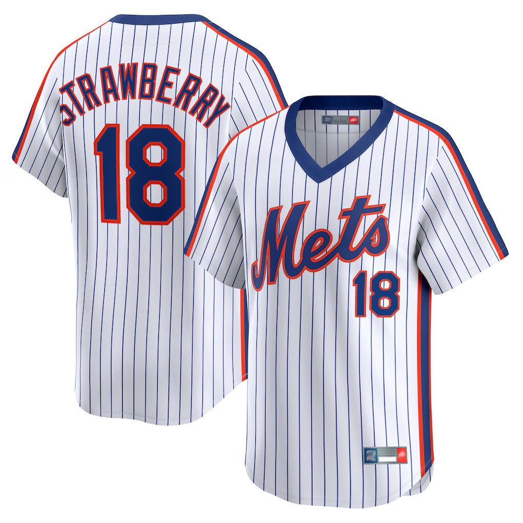 BIPIHUC NY.Mets #18 Darryl Strawberry Player White Cooperstown Collection T-shirt Game Stitched Jerseys