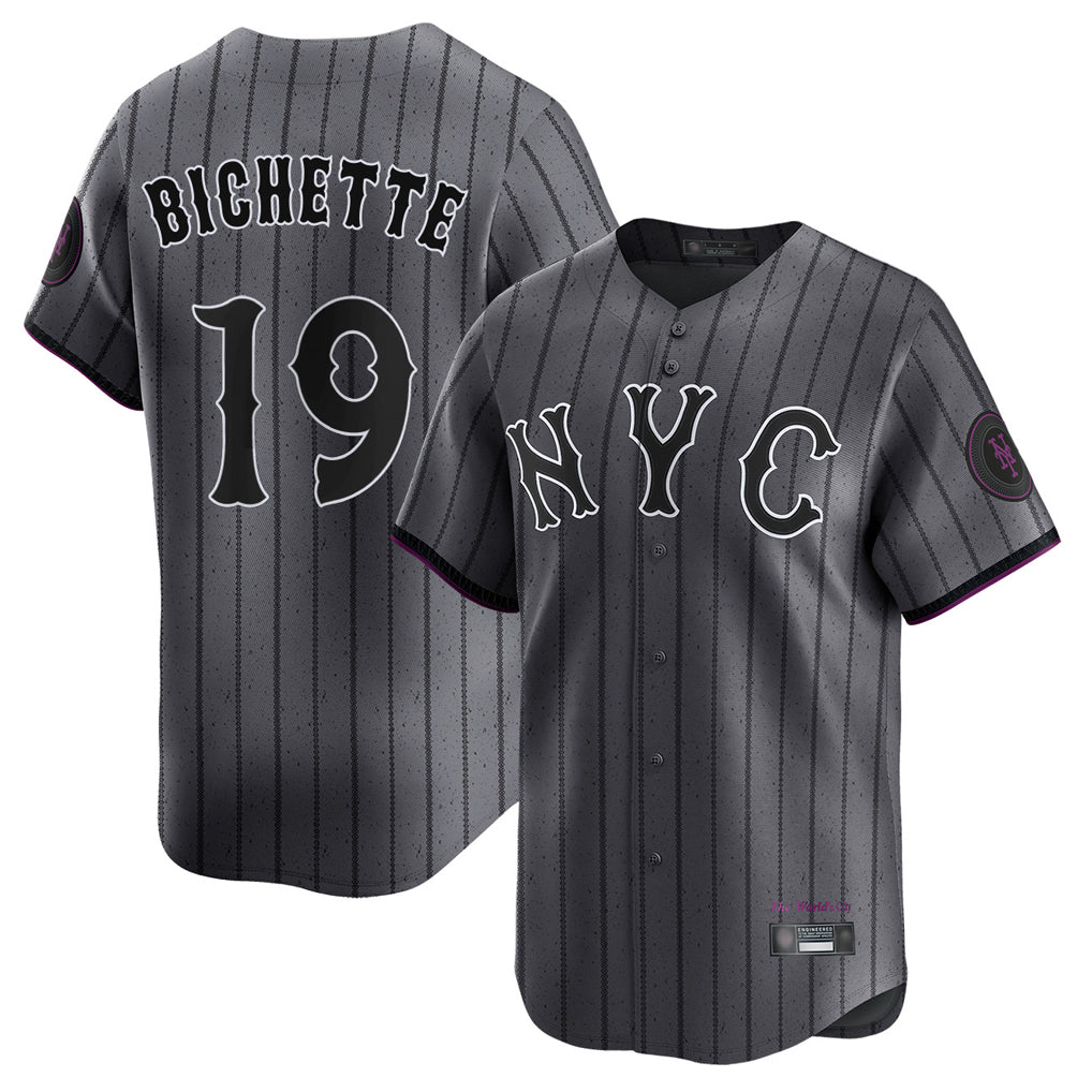BIPIHUC NY.Mets #19 Bo Bichette Player Gray City Connect Limited Stitched Jerseys