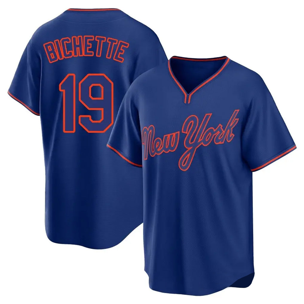 BIPIHUC NY.Mets #19 Bo Bichette Player Royal T-shirt Home Game Stitched Jerseys